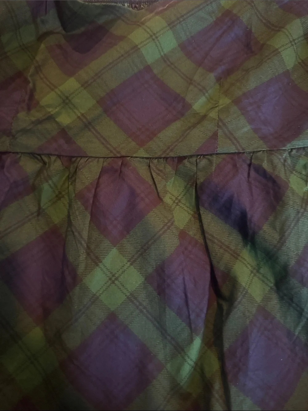 Old Navy Green & Navy Plaid Square-Neck Puff Sleeve Top